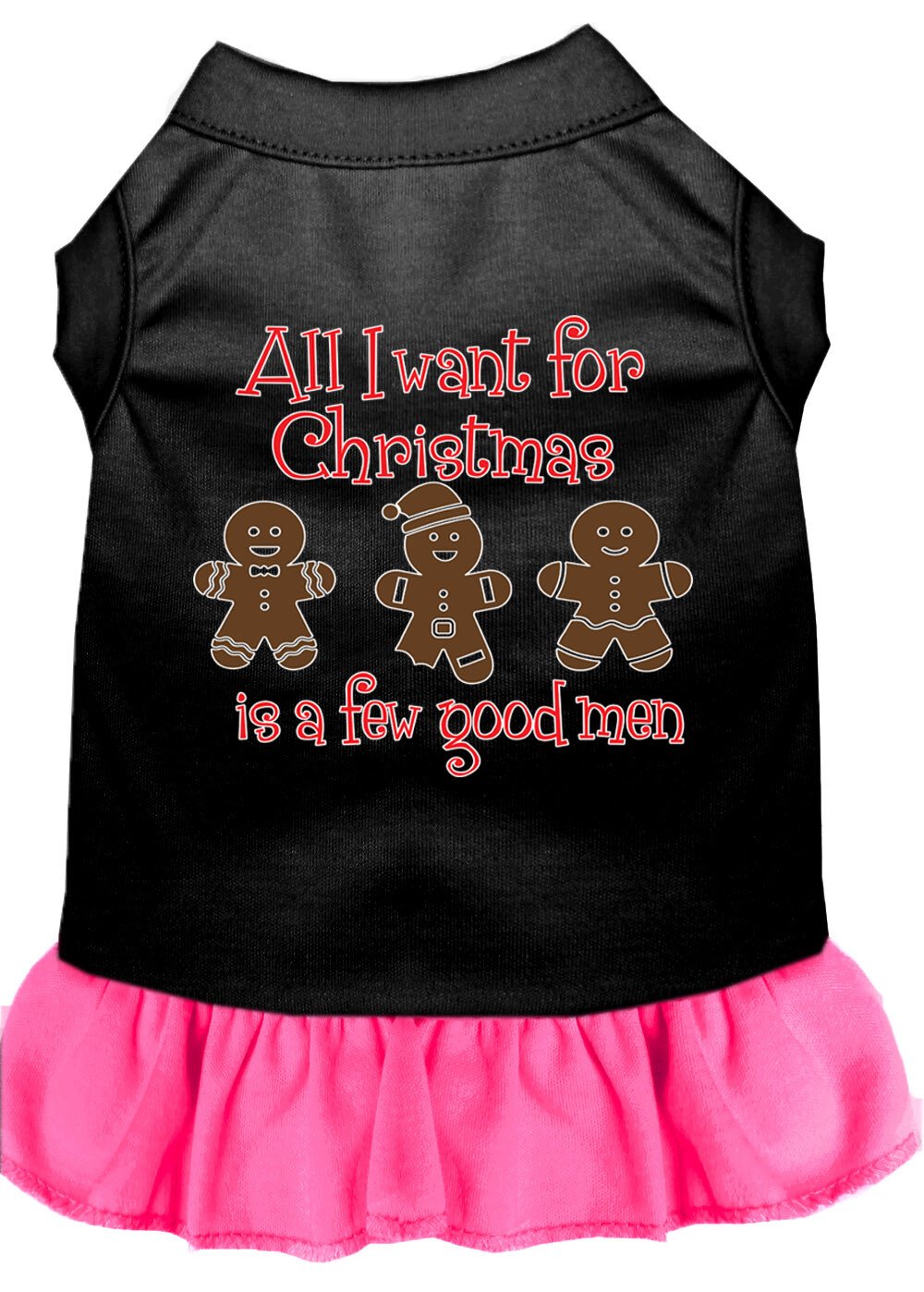 All I want is a Few Good Men Screen Print Dog Dress Black with Bright Pink Lg