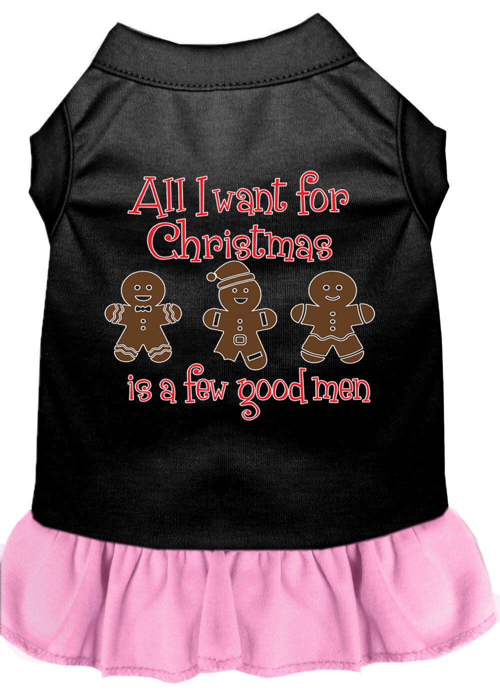 All I want is a Few Good Men Screen Print Dog Dress Black with Light Pink Lg