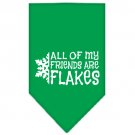 All my friends are Flakes Screen Print Bandana Emerald Green Small