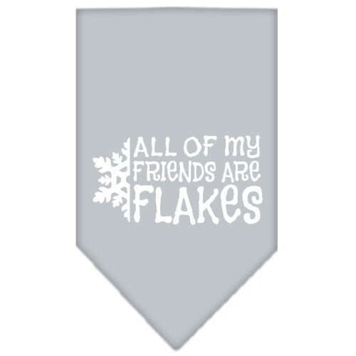 All my friends are Flakes Screen Print Bandana Grey Large
