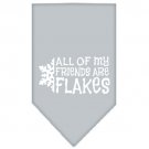 All my friends are Flakes Screen Print Bandana Grey Large