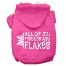 All my friends are Flakes Screen Print Pet Hoodies Bright Pink Size L (14)