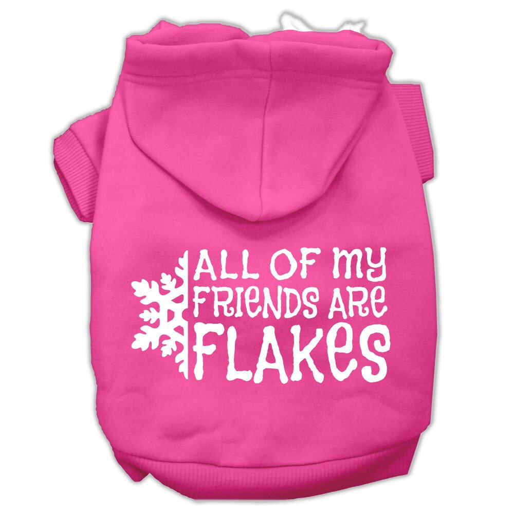 All my friends are Flakes Screen Print Pet Hoodies Bright Pink Size S (10)