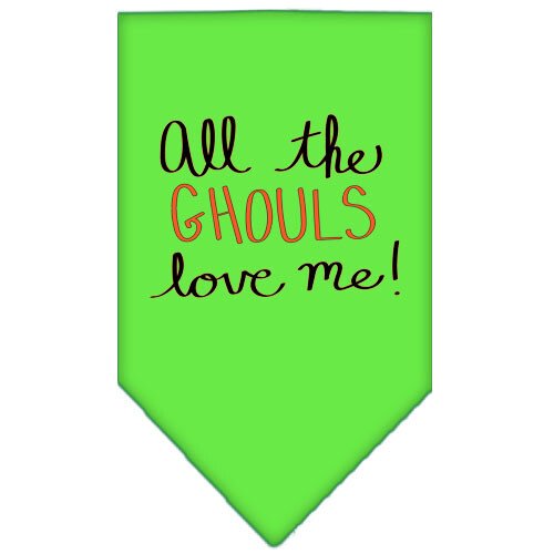 All the Ghouls Screen Print Bandana Lime Green Small