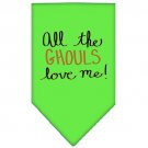 All the Ghouls Screen Print Bandana Lime Green Small
