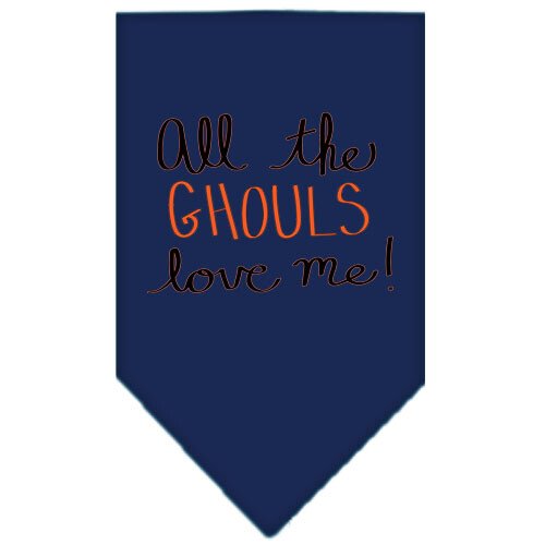 All the Ghouls Screen Print Bandana Navy Blue Small