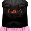 All the Ghouls Screen Print Dog Dress Black with Light Pink Med (12)
