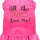 All the Ghouls Screen Print Dog Dress Bright Pink XS (8)