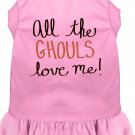 All the Ghouls Screen Print Dog Dress Light Pink XL (16)