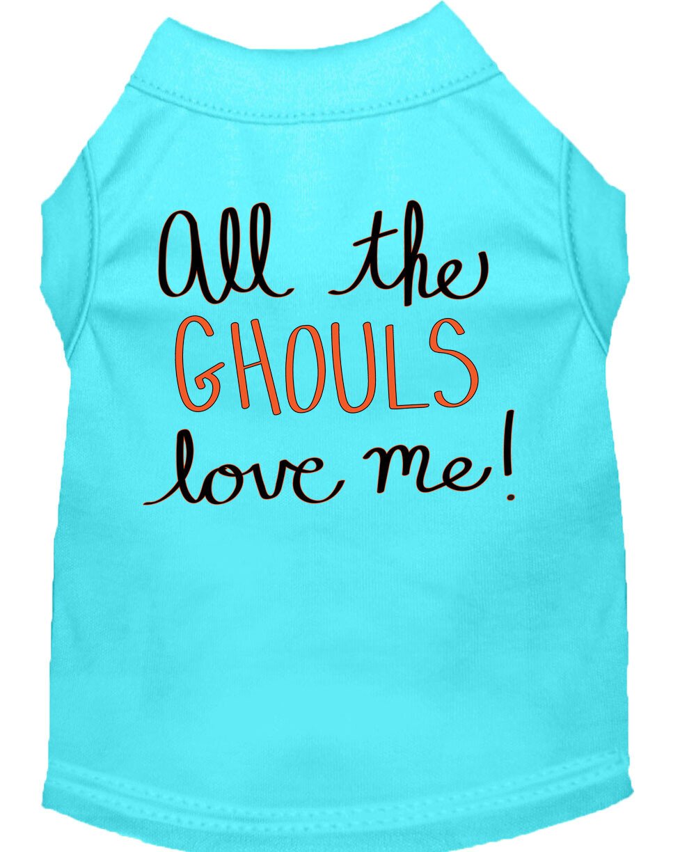 All the Ghouls Screen Print Dog Shirt Aqua Sm (10)