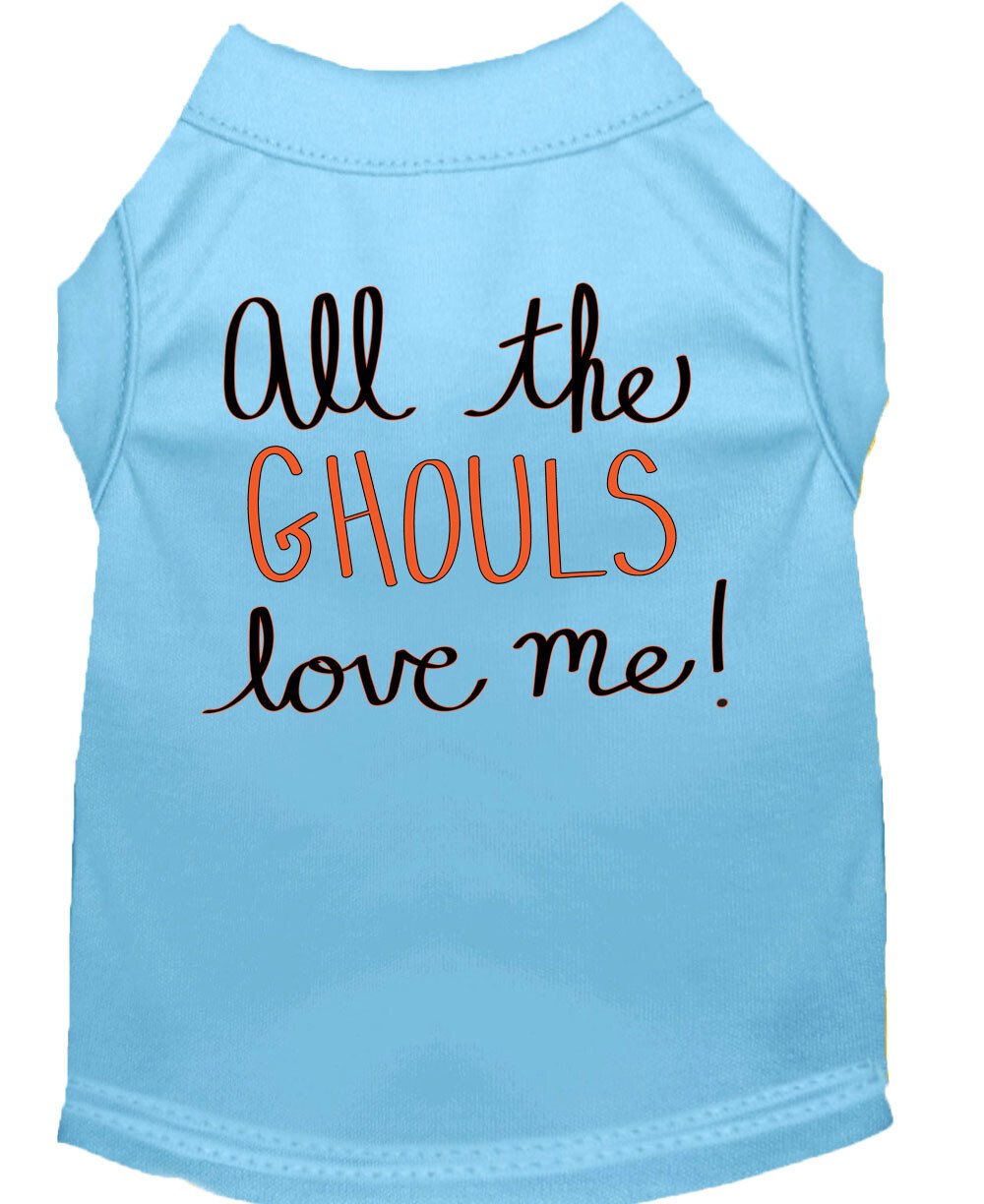 All the Ghouls Screen Print Dog Shirt Baby Blue Lg (14)