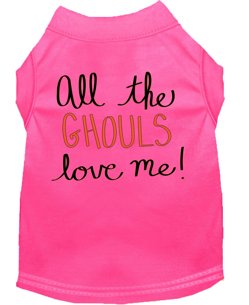 All the Ghouls Screen Print Dog Shirt Bright Pink Lg (14)