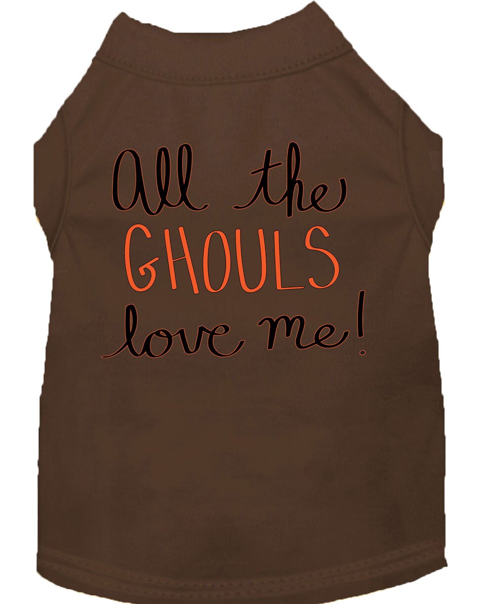 All the Ghouls Screen Print Dog Shirt Brown Med (12)