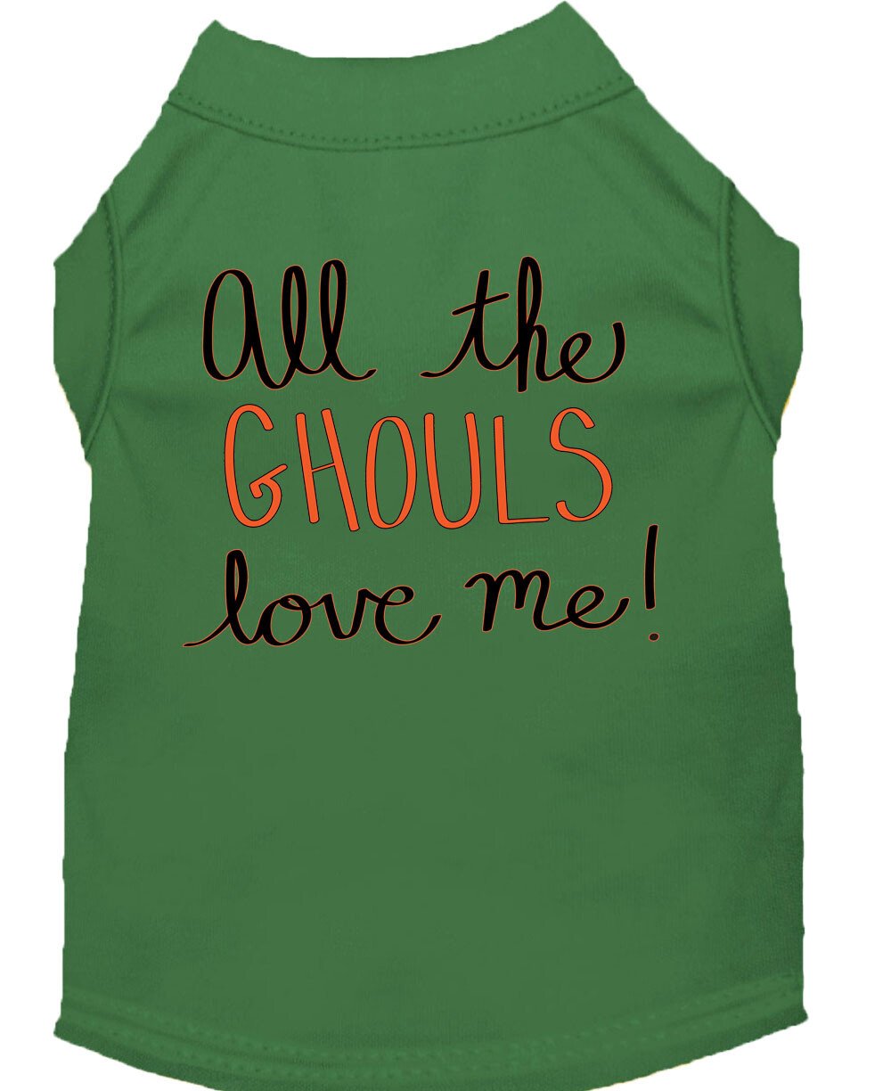 All the Ghouls Screen Print Dog Shirt Green Lg (14)