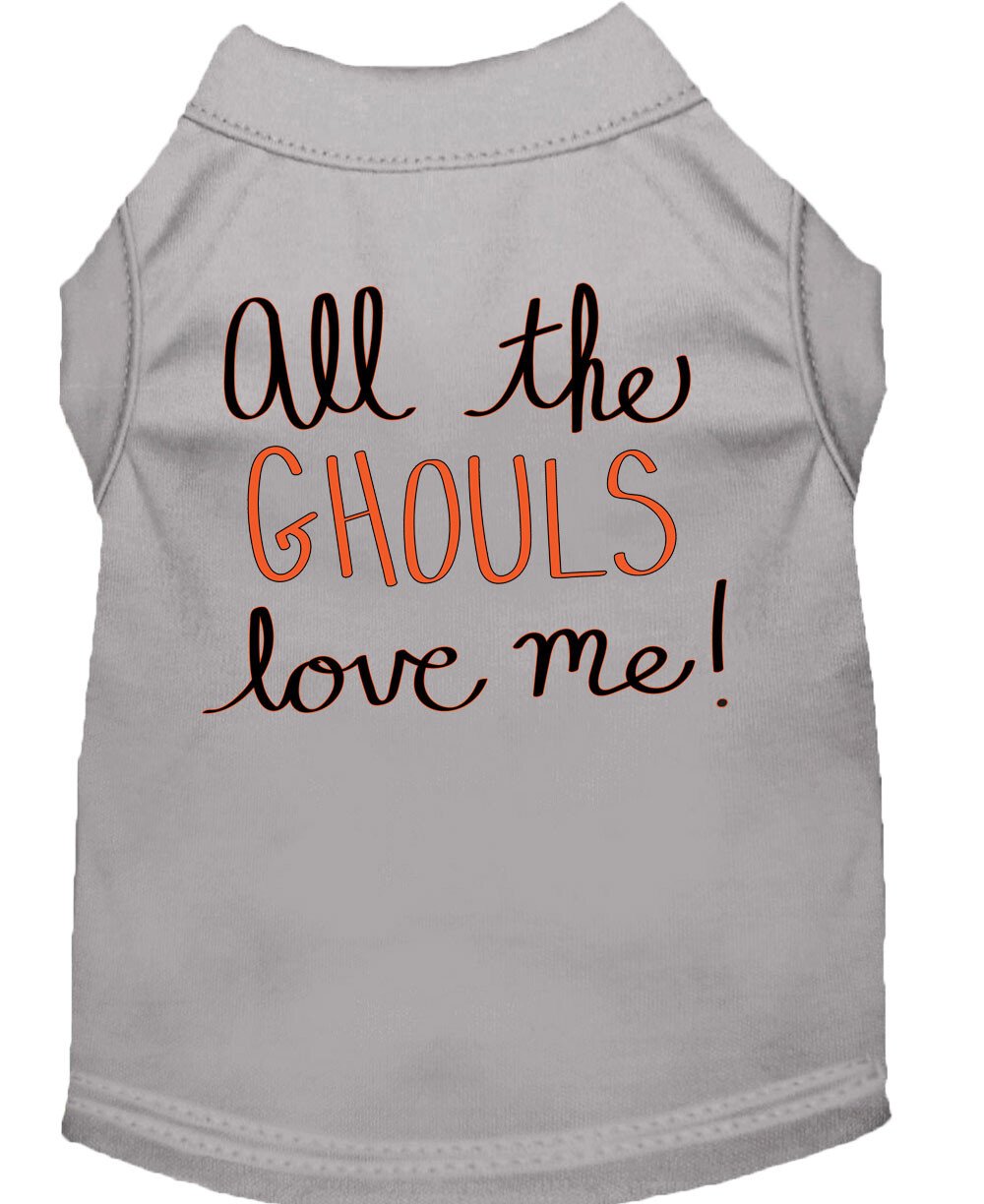 All the Ghouls Screen Print Dog Shirt Grey Sm (10)