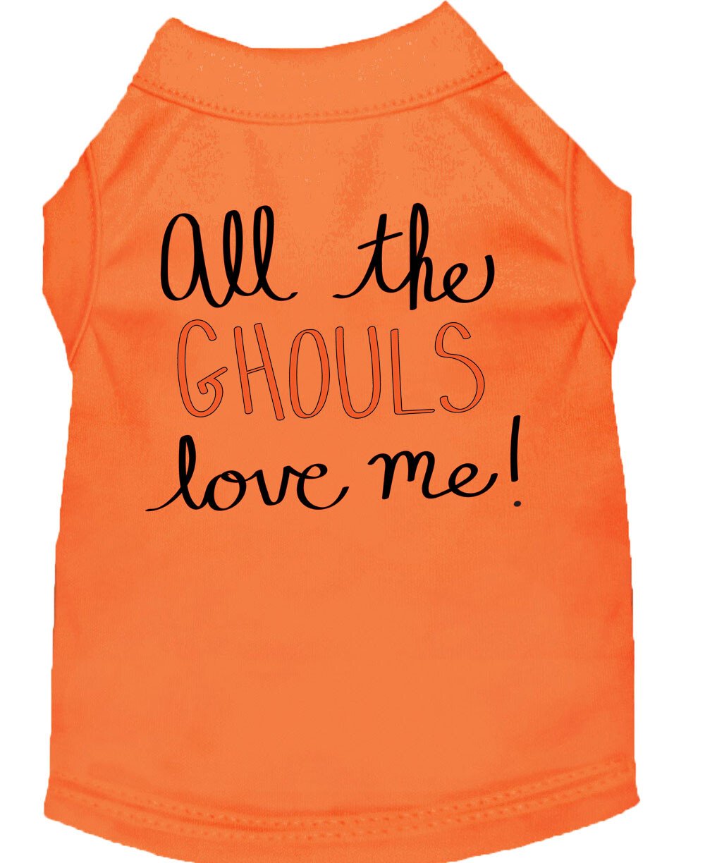 All the Ghouls Screen Print Dog Shirt Orange XS (8)