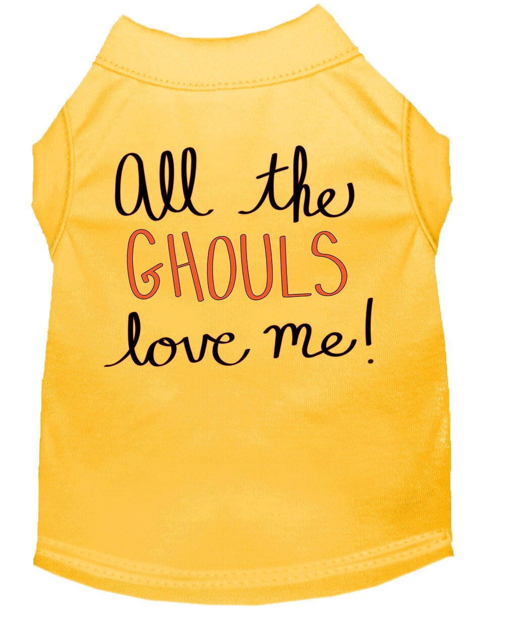 All the Ghouls Screen Print Dog Shirt Yellow Sm (10)
