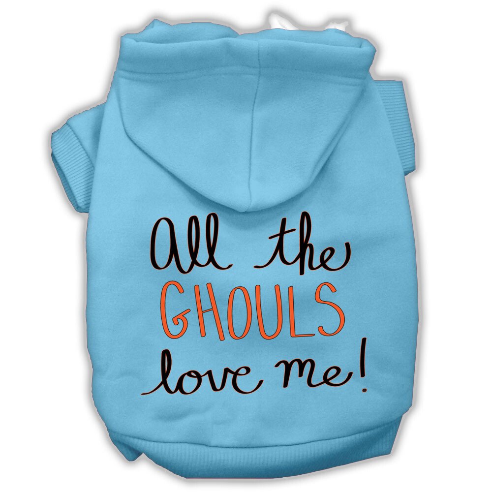 All the Ghouls Screenprint Dog Hoodie Baby Blue XXL (18)