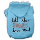 All the Ghouls Screenprint Dog Hoodie Baby Blue XXL (18)
