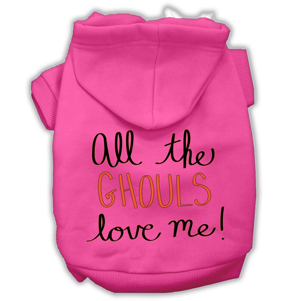 All the Ghouls Screenprint Dog Hoodie Bright Pink S (10)