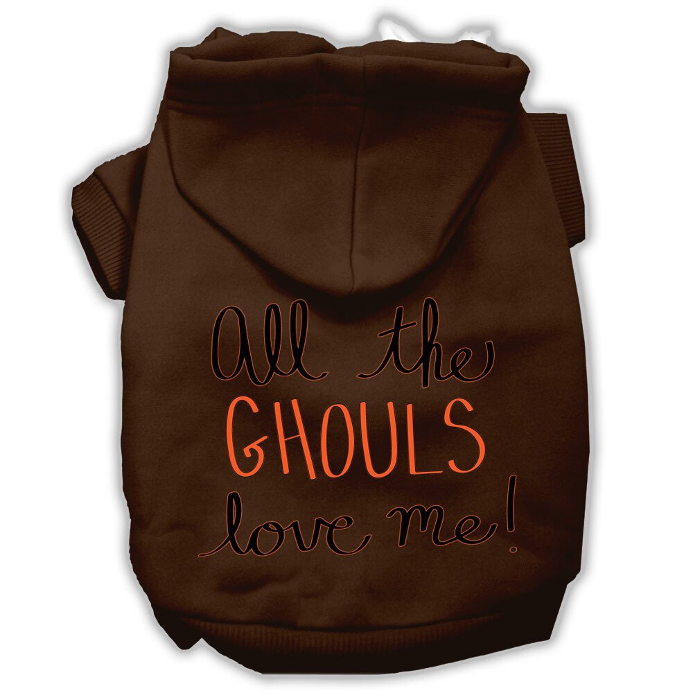 All the Ghouls Screenprint Dog Hoodie Brown XS (8)