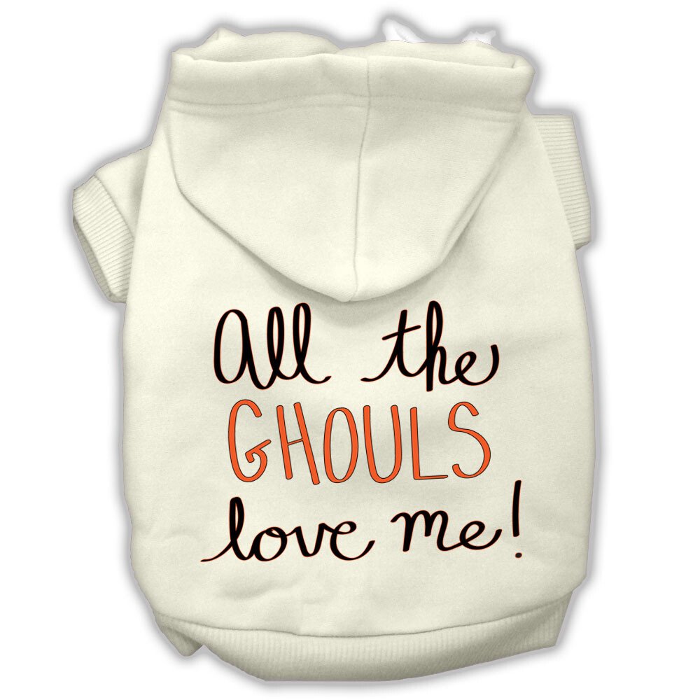 All the Ghouls Screenprint Dog Hoodie Cream XXL (18)