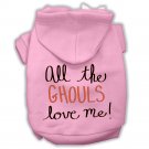 All the Ghouls Screenprint Dog Hoodie Light Pink XS (8)