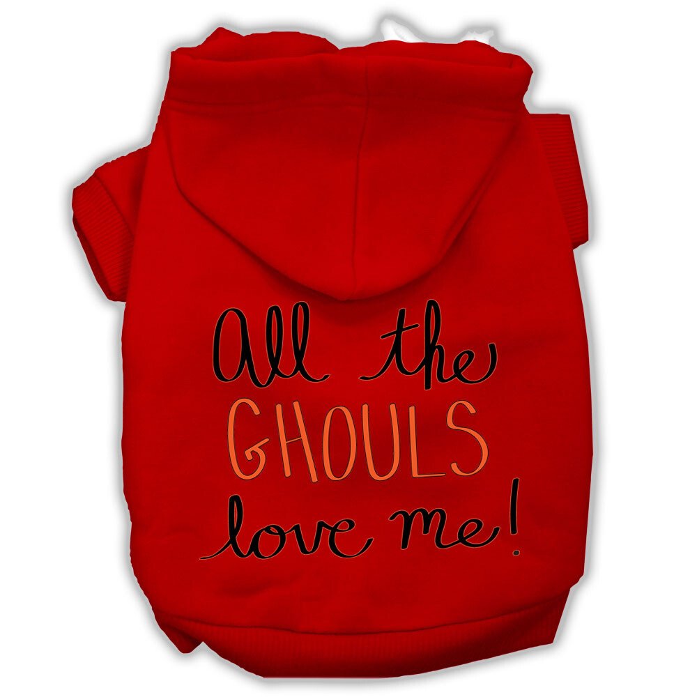 All the Ghouls Screenprint Dog Hoodie Red S (10)
