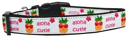 Aloha Cutie Nylon Ribbon Dog Collar Medium Narrow
