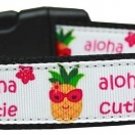 Aloha Cutie Nylon Ribbon Dog Collar Sm