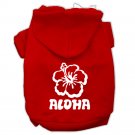 Aloha Flower Screen Print Pet Hoodies Red Size XS (8)