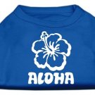 Aloha Flower Screen Print Shirt Blue Lg (14)
