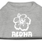 Aloha Flower Screen Print Shirt Grey Med (12)