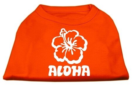Aloha Flower Screen Print Shirt Orange Sm (10)