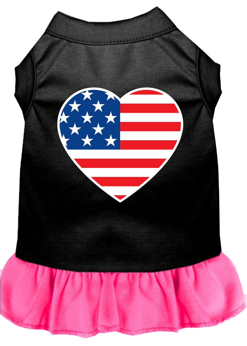American Flag Heart Screen Print Dress Black with Bright Pink Med (12)