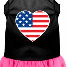 American Flag Heart Screen Print Dress Black with Bright Pink Med (12)