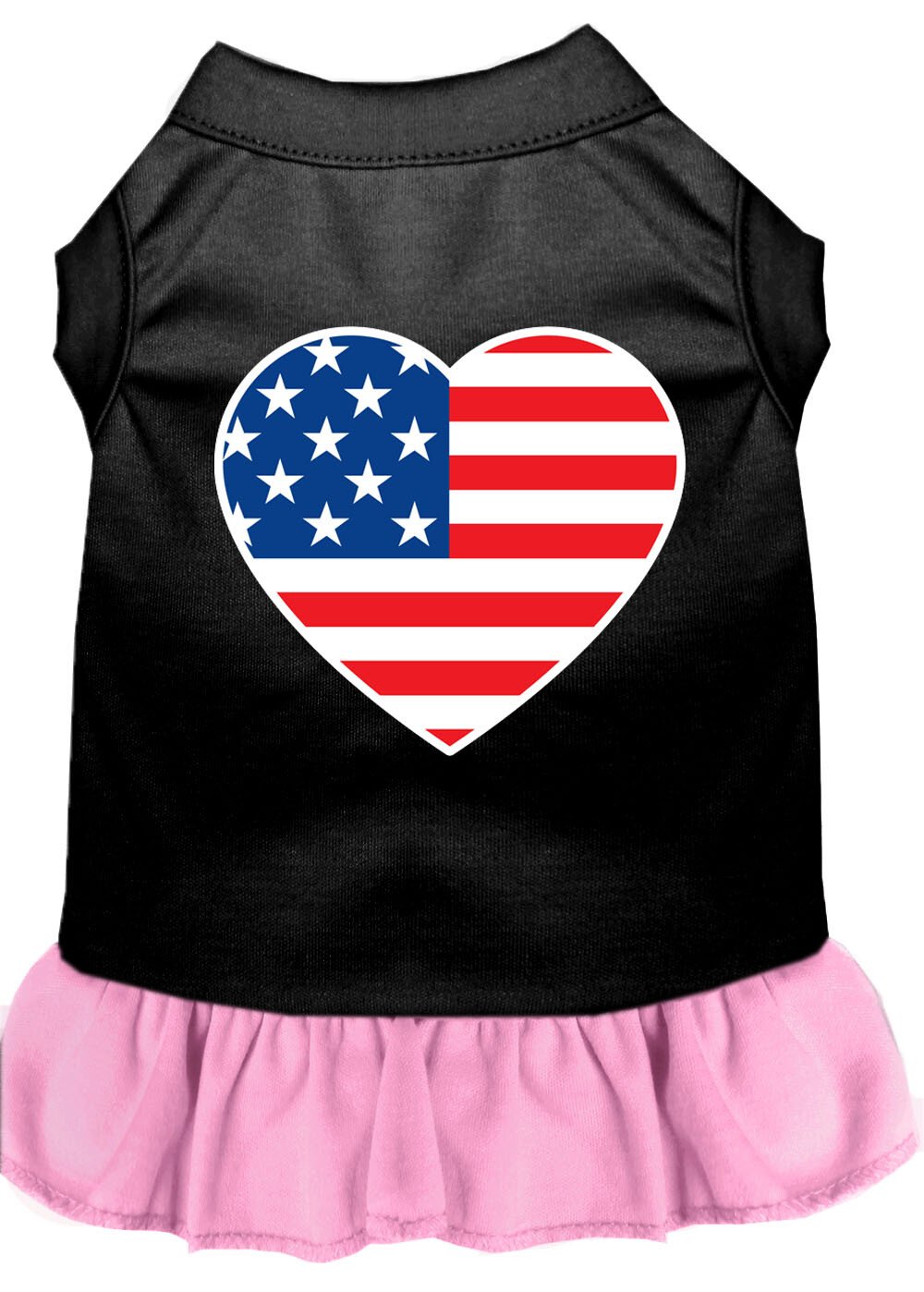 American Flag Heart Screen Print Dress Black with Light Pink XS (8)