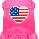 American Flag Heart Screen Print Dress Bright Pink XL (16)