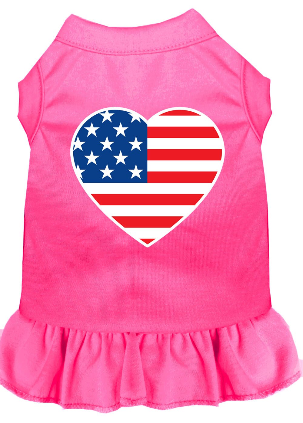 American Flag Heart Screen Print Dress Bright Pink XXL (18)