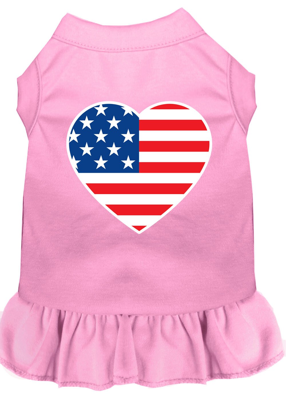 American Flag Heart Screen Print Dress Light Pink XS (8)