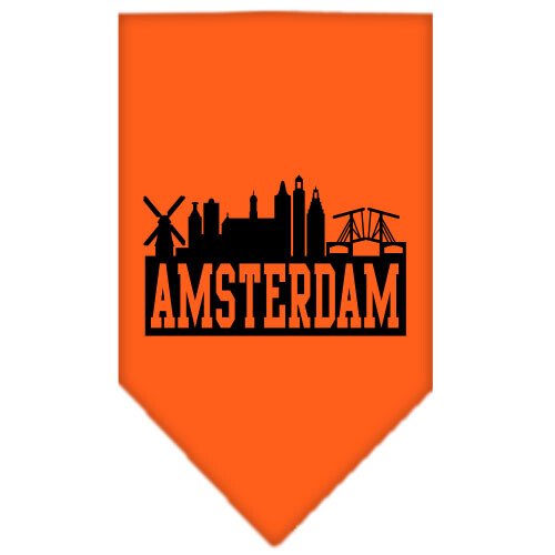 Amsterdam Skyline Screen Print Bandana Orange Small