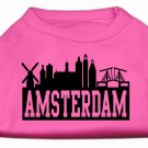 Amsterdam Skyline Screen Print Shirt Bright Pink Med