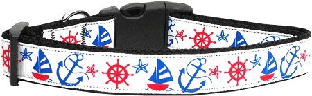 Anchors Away Nylon Ribbon Dog Collar Medium Narrow