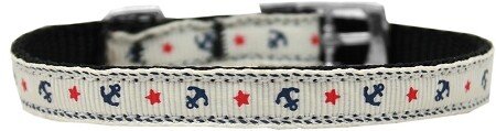 Anchors Nylon Dog Collar with classic buckle 3/8"" White Size 10