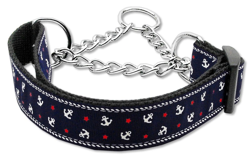 Anchors Nylon Ribbon Collar Martingale Red Large