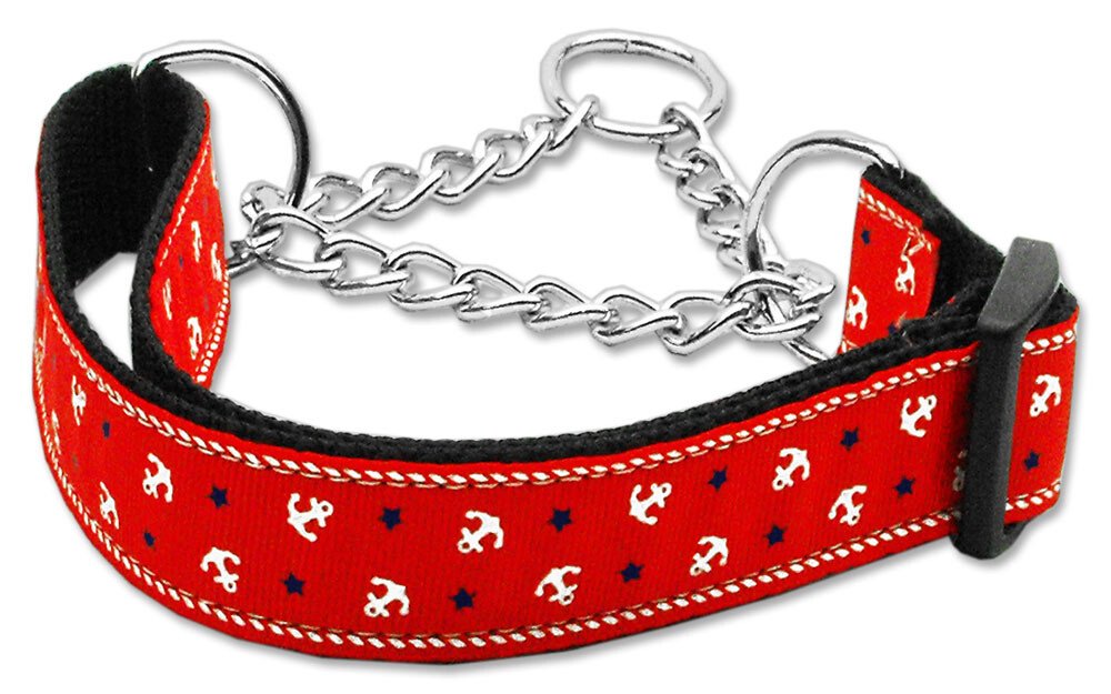 Anchors Nylon Ribbon Collar Martingale White Large