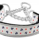 Anchors Nylon Ribbon Collar Martingale White Medium
