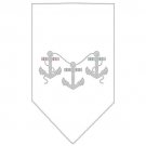 Anchors Rhinestone Bandana White Large