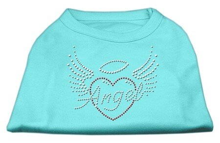Angel Heart Rhinestone Dog Shirt Aqua XL (16)