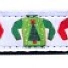 Aqua Moustaches Nylon Dog Collar XS